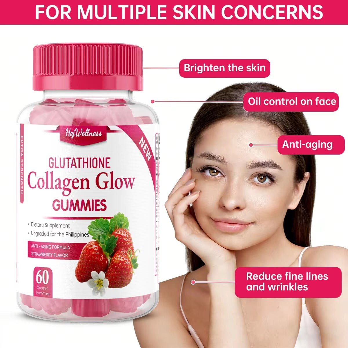 Hej Wellness Glutathione Collagen Glow Gummies - Nutricore